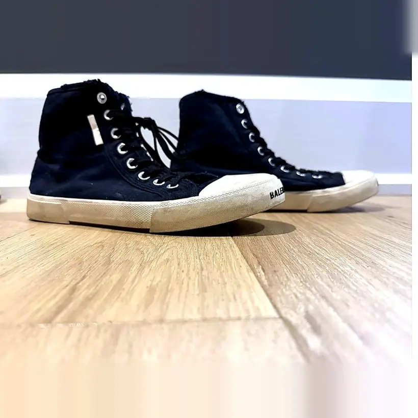 Balenciaga Paris Distressed High-Top — Black
