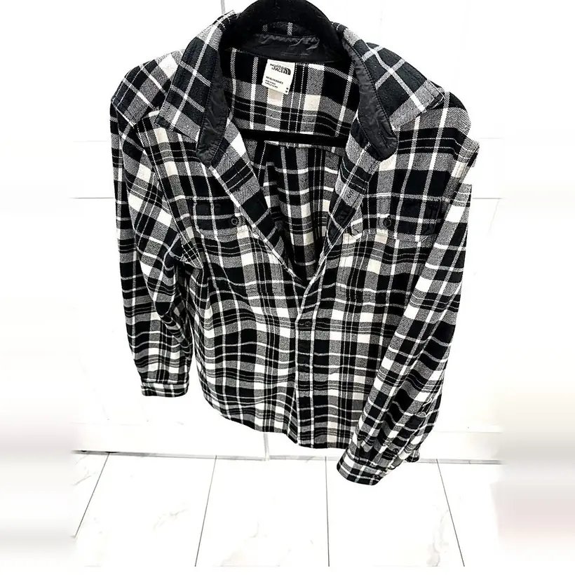 The North Face Plaid Flannel Shirt — Black/White