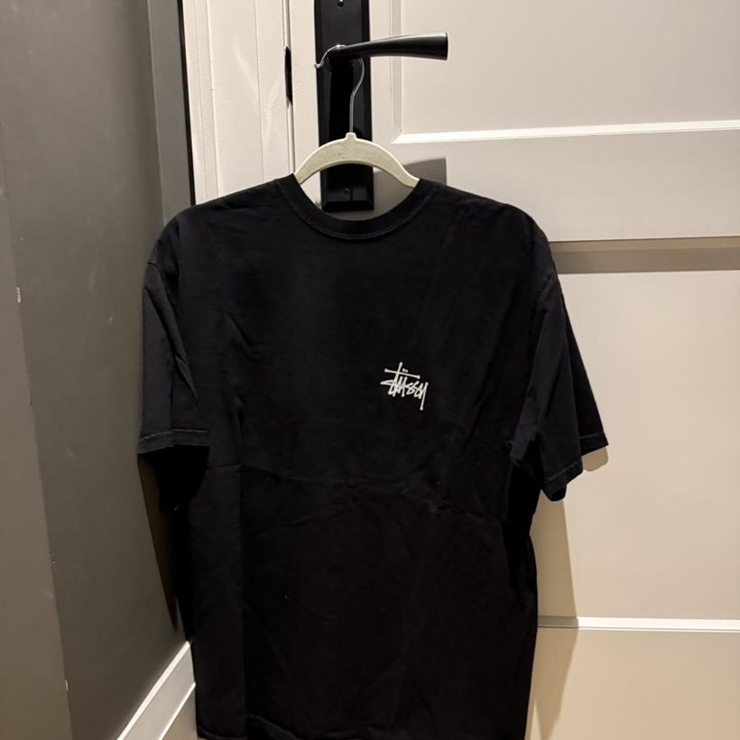 Stüssy Stock Logo Tee — Black (front & back)